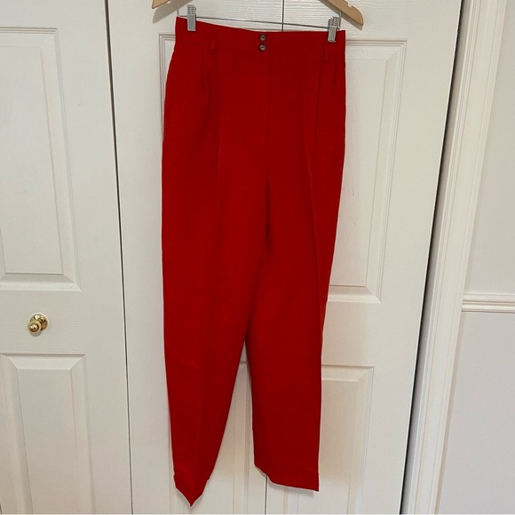 NWT Vintage Linen Blend 2 Piece Suit Blazer and Trouser Pants Size 8 Red - Picture 9 of 14